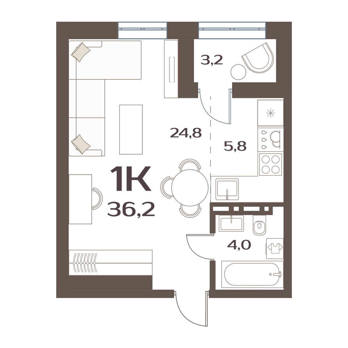 ЖК Меридианы Улисса, 1-комн кв 36,2 м2, за 6 301 000 ₽, 11 этаж